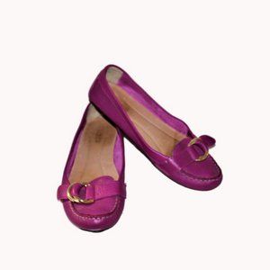 GC LADIES J.CREW FLATS - FUSCHIA LEATHER - SIZE 10